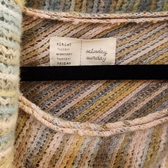 Anthropologie Saturday Sunday Vera Fringed Poncho Multicolor Pastel One Size - Picture 4 of 5